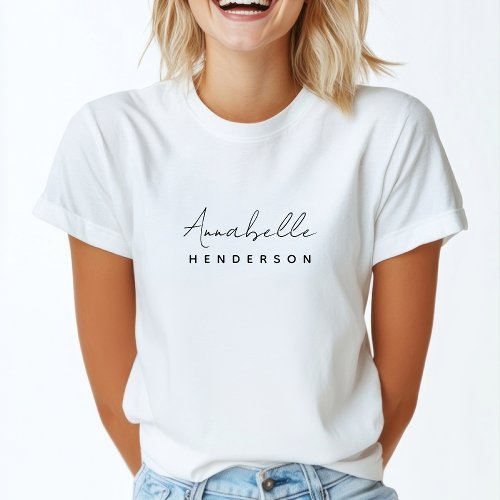 Monogram Name  Modern Minimalist Stylish T_Shirt