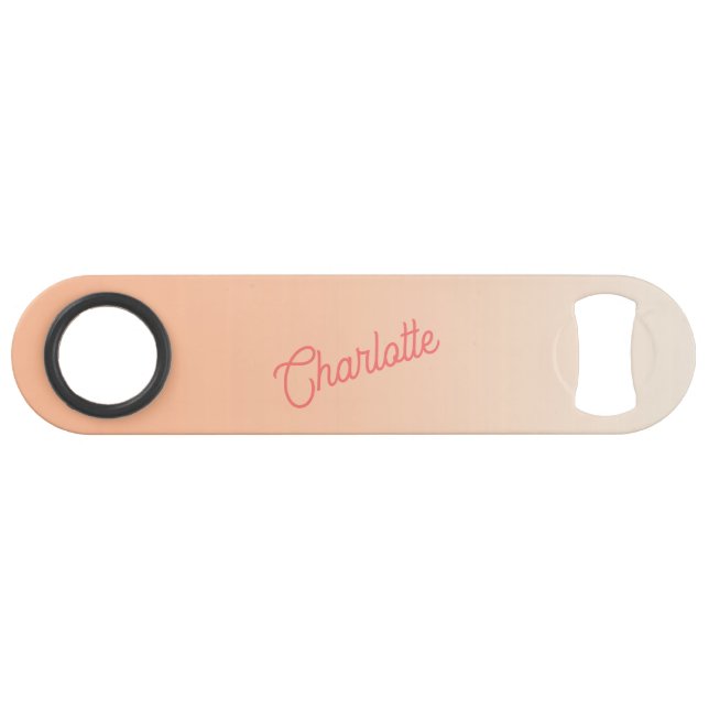 Monogram Name Modern Peach Bar Key (Front (Horizontal))