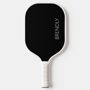 Monogram Name Modern Stylish Black White Pickleball Paddle