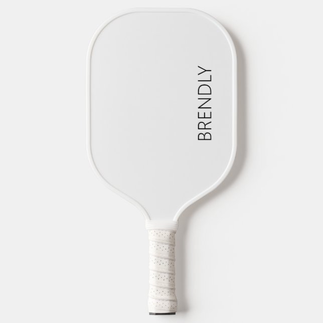 Monogram Name Modern Stylish Black White Pickleball Paddle (Front)