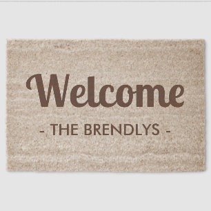 Monogram Name Modern Stylish Fiber Doormat