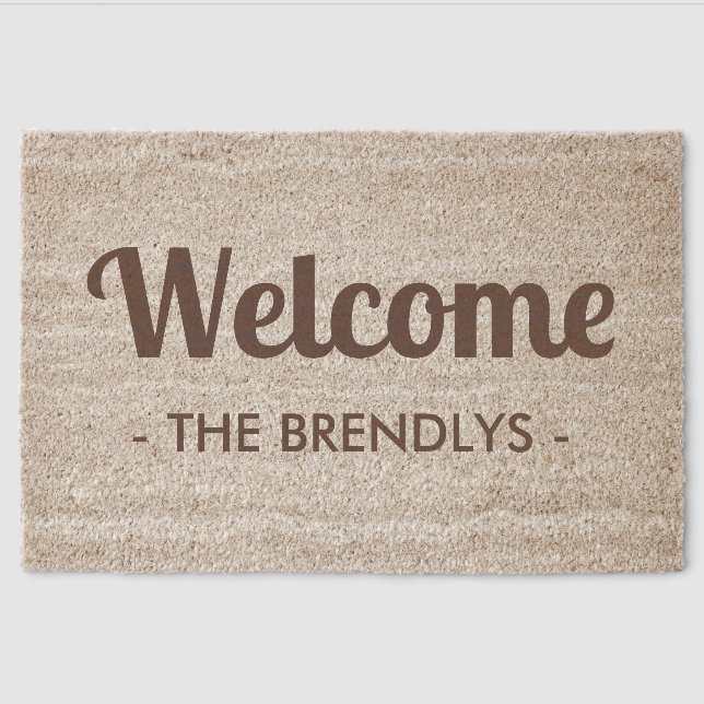 Monogram Name Modern Stylish Fiber Doormat (Front)