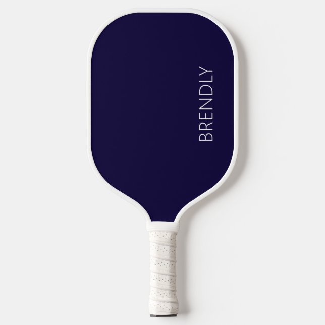 Monogram Name Modern Stylish Navy Blue White Pickleball Paddle (Front)