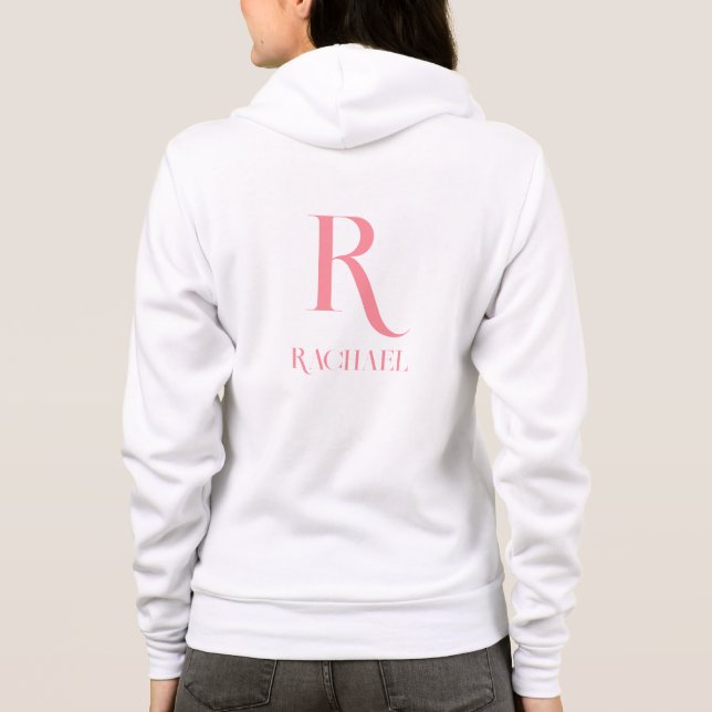 Monogram Name Modern Stylish Pink Hoodie (Back)