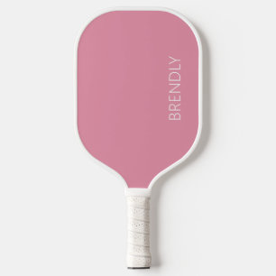 Monogram Name Modern Stylish Pink White Pickleball Paddle