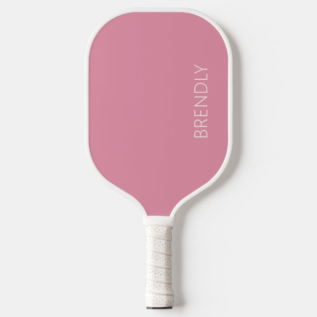 Monogram Name Modern Stylish Pink White Pickleball Paddle (Front)