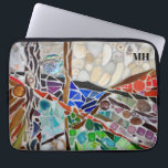 Monogram Name Mosaic Laptop Sleeve<br><div class="desc">This laptop sleeve is decorated with an original abstract mosaic made from glass and stones.
You can customize it with your monogram or name.
The mosaic is a template so that you can replace it with your own mosaic or other photo.
Original Mosaic © Michele Davies.</div>