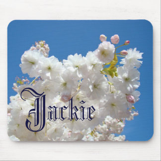 Monogram Name mousepad Pink Blossom Flowers