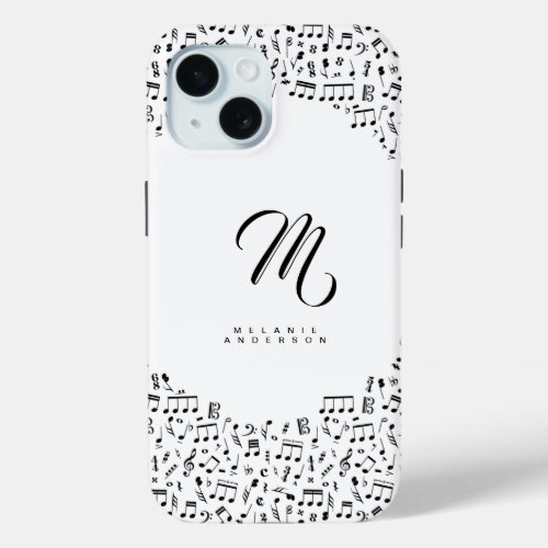 Monogram Name Music Lover Solfege Notes Piano iPhone 15 Case