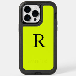 Monogram Name Neon Fluorescent Chartreuse Yellow OtterBox iPhone 14 Pro Max Case