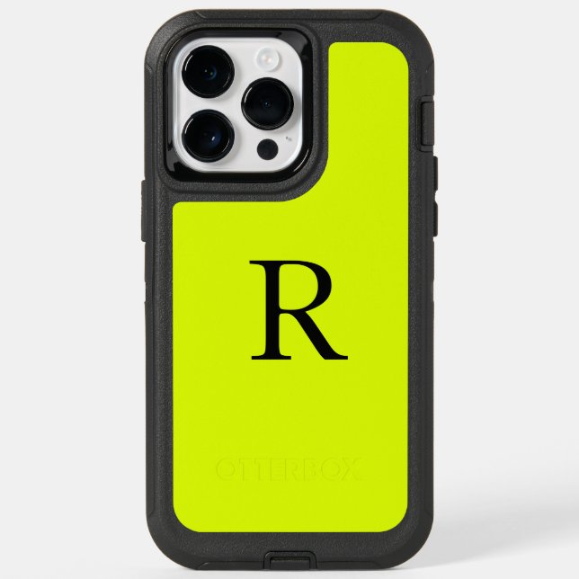 Monogram Name Neon Fluorescent Chartreuse Yellow Otterbox iPhone Case (Back)