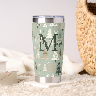 Monogram Name Nordic Trees Insulated Tumbler