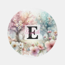 Monogram name on watercolor Flowers in pastels Th