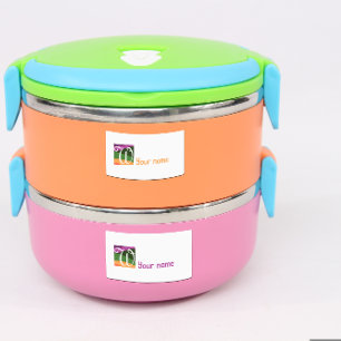 Monogram name orange green yellow kids labels