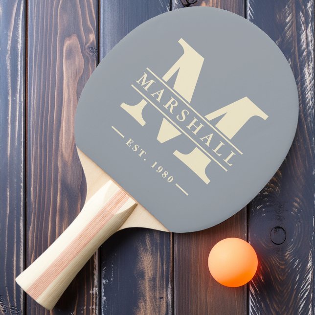 Monogram & Name Overlay Dove Gray Ping Pong Paddle (Creator Uploaded)