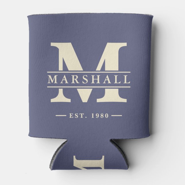 Monogram & Name Overlay Lavender Breeze Can Cooler (Front)
