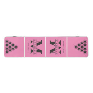 Monogram & Name Overlay Pink and Black Beer Pong Table