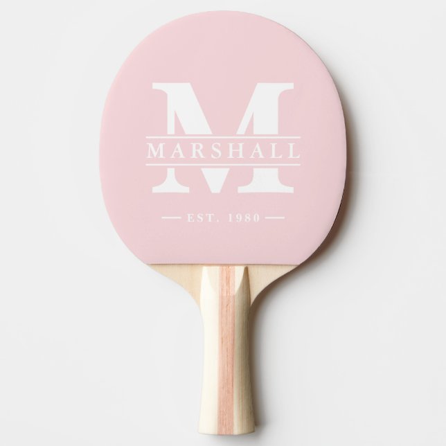 Monogram & Name Overlay Pink Whisper  Ping Pong Paddle (Front)