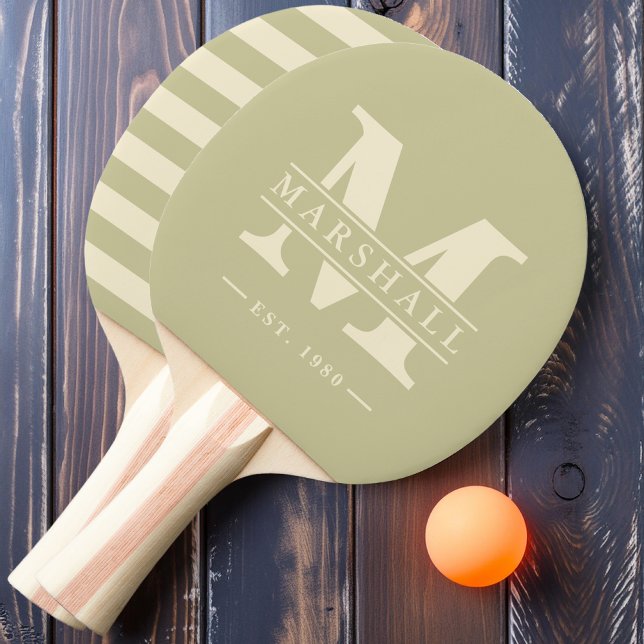 Monogram & Name Overlay Polo Dust Sage Ping Pong Paddle (Creator Uploaded)