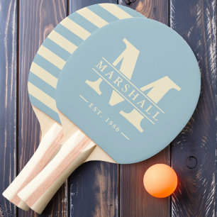 Monogram & Name Overlay Polo Light Sky Ping Pong Paddle