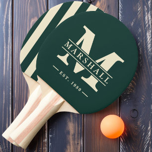 Monogram & Name Overlay Polo Striping Sage Green Ping Pong Paddle