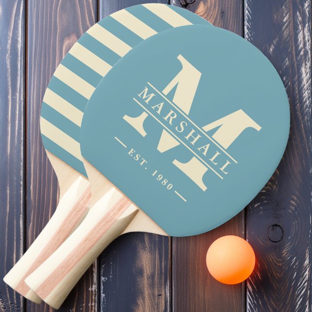Monogram & Name Overlay Polo Warm Aqua Afternoon Ping Pong Paddle (Creator Uploaded)