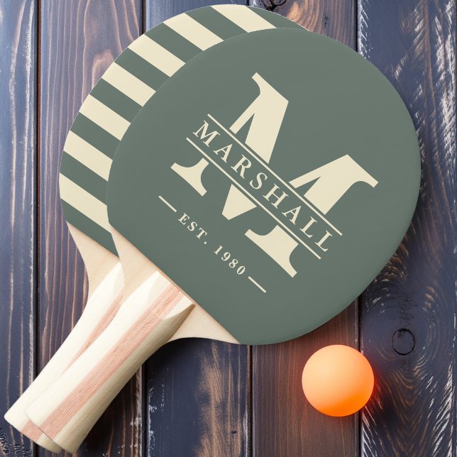 Monogram & Name Overlay Polo Warm Gray Ping Pong Paddle (Creator Uploaded)