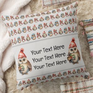 Monogram Name Owls Winter Throw Pillow