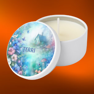 Monogram Name Pastel Cottagecore Watercolor Mini Candle Favors