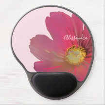 Monogram Name Pastel Pink Floral Red Wildflower