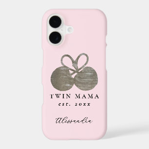 Monogram Name Pastel Pink Twin Mama Est. Year  iPhone 17 Case