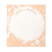 Monogram Name Peach Gold Splattered Stylish Modern