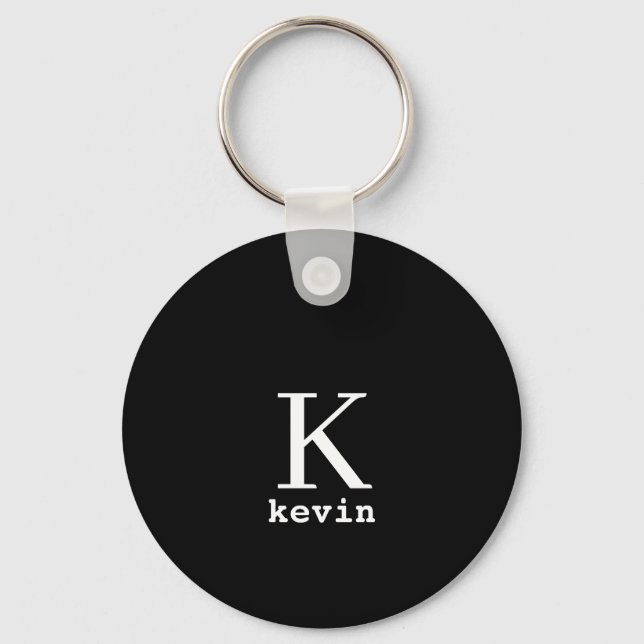 Monogram name personalized black elegant modern keychain (Front)