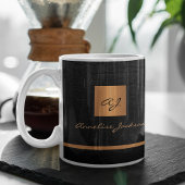 Monogram name personalized black gold elegant  coffee mug
