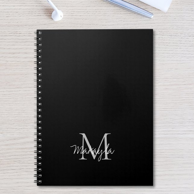 Monogram Name Personalized Black Notebook (Creator Uploaded)