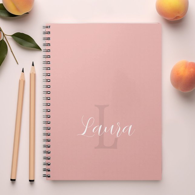 Monogram name personalized blush pink girly notebook (Creator Uploaded)