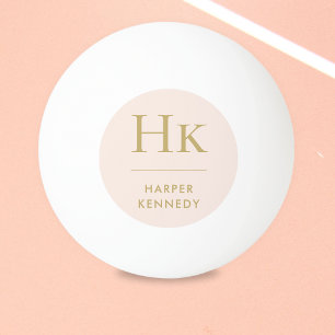 Monogram Name Personalized Blush Pink Gold Ping Pong Ball