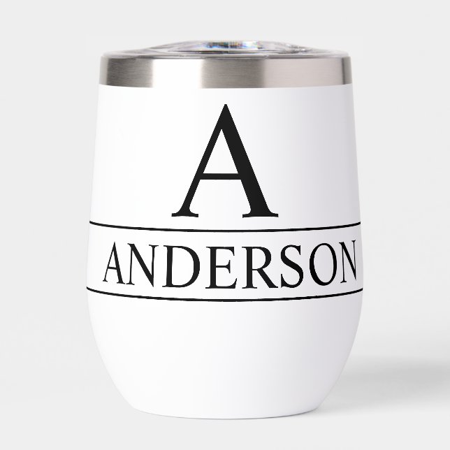 Monogram Name Personalized Classic  Thermal Wine Tumbler (Front)