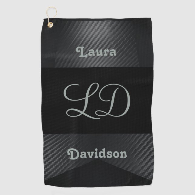 Monogram Name Personalized Custom Golf Towel (Front)