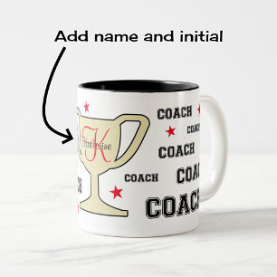 Monogram name personalized for sports coach Two-Tone coffee mug