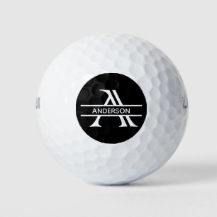 Monogram Name Personalized Letter A Black White Golf Balls