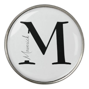 Monogram name personalized simple black and white divot tool