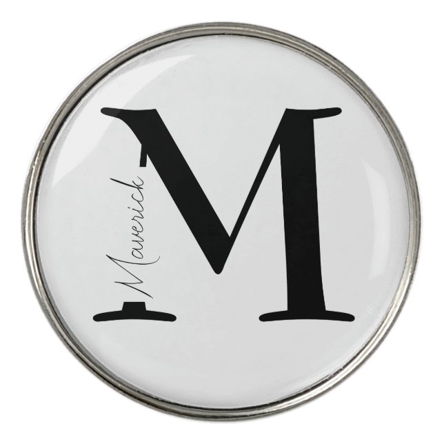 Monogram name personalized simple black and white divot tool (Detail)