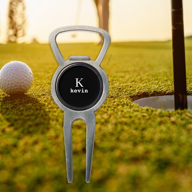 Monogram name personalized simple black  divot tool (Creator Uploaded)