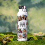 Monogram Name Photo Collage Water Bottle<br><div class="desc">Modern monogram water bottle featuring 26 square photos for you to replace with your own,  your initial,  and name.</div>