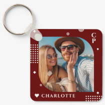 Monogram Name Photo Trendy Simple Modern Keychain