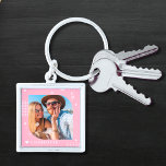 Monogram Name Photo Trendy Simple Modern Keychain<br><div class="desc">Monogram Name Photo Trendy Simple Modern Keychain features one of your favorite photos with your personalized name and monogram in elegant white script on a pink background. Personalize by editing the text in the text boxes provided. Perfect for birthday, Christmas, Mother's Day, Father's Day, sister, cousins, best friends and more....</div>