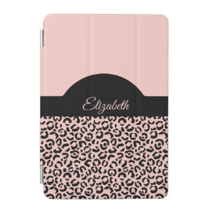 Monogram Name Pink Black Leopard Cheetah Print iPad Mini Cover