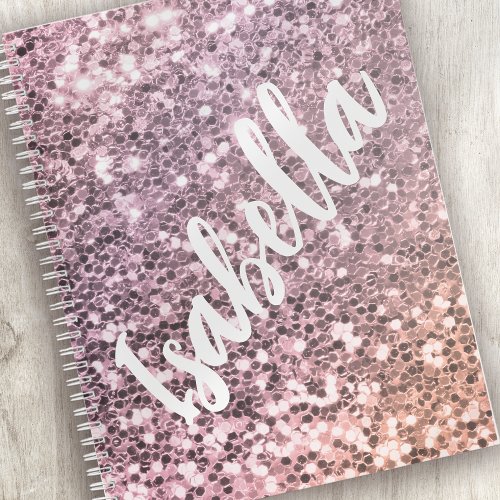 Monogram Name Pink Glitter Notebook