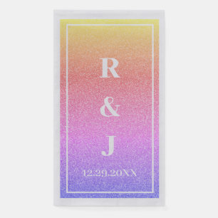 Monogram Name Pink Rose Gold Glitter Ombre Wedding Paper Guest Towels